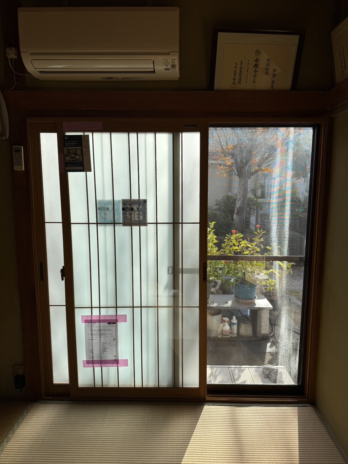 和室用LowE複層ガラスでたて繫吹き寄せ格子